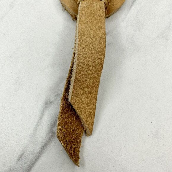 Soft Brown Leather Fringe Western Concho Boho Keychain Keyring - Picture 6 of 9